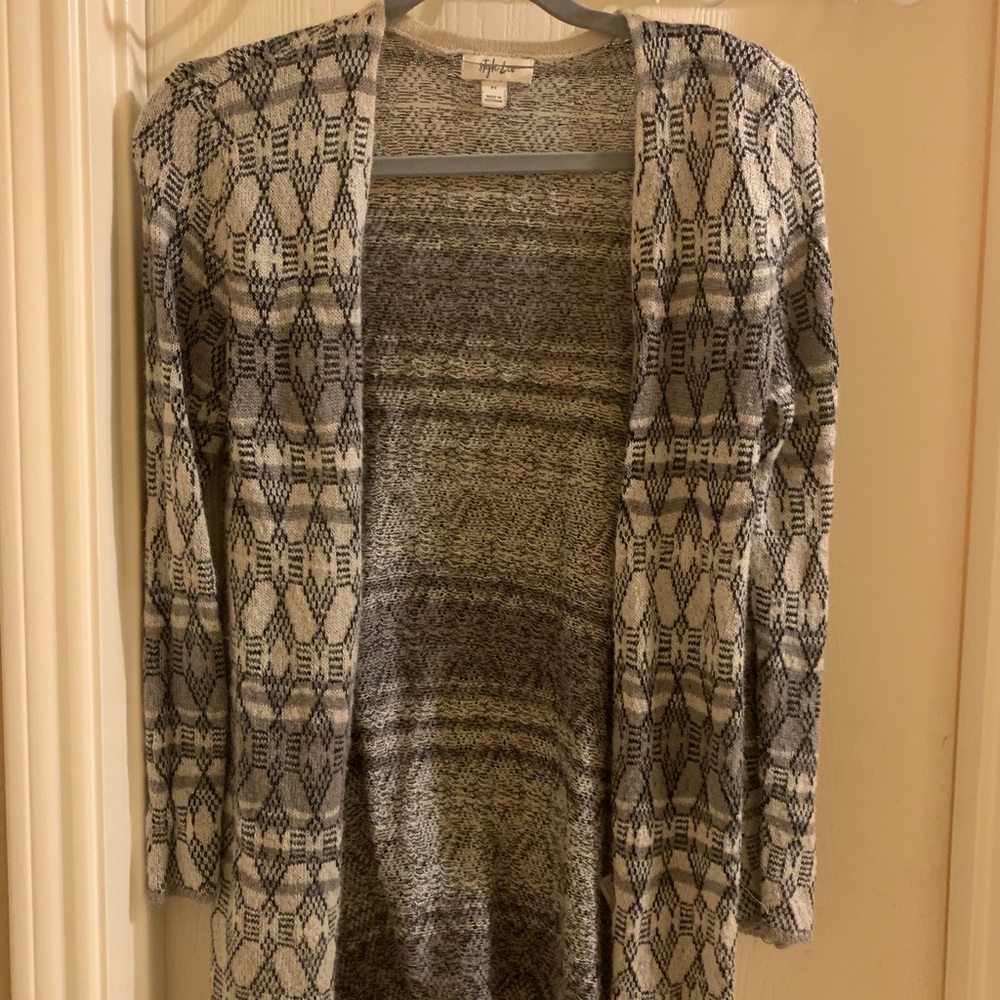 Patterned Gray Sweater Cardigan, petite small.